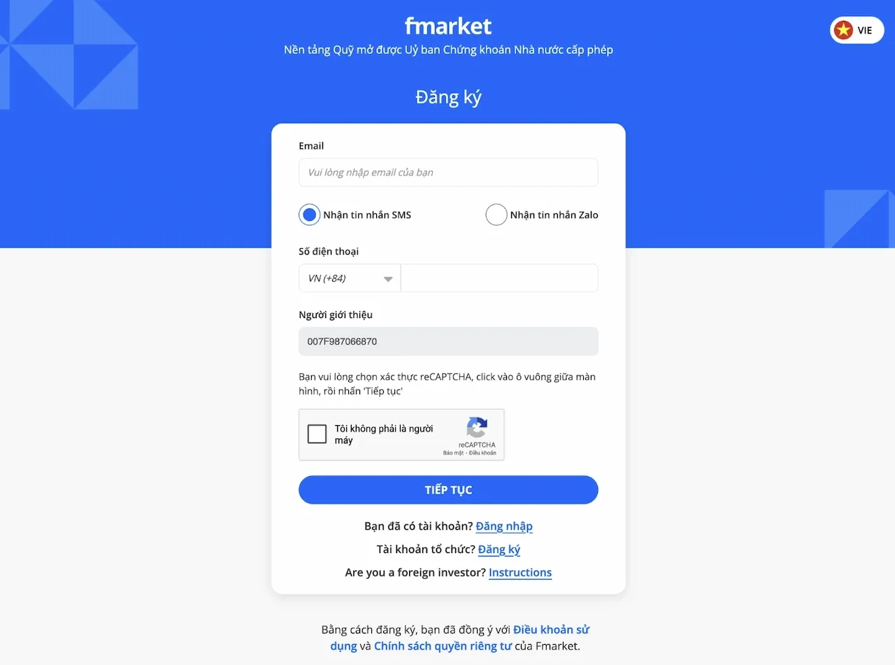 Đăng ký tài khoản Fmarket miễn phí – nhận thưởng ngay 50.000đ